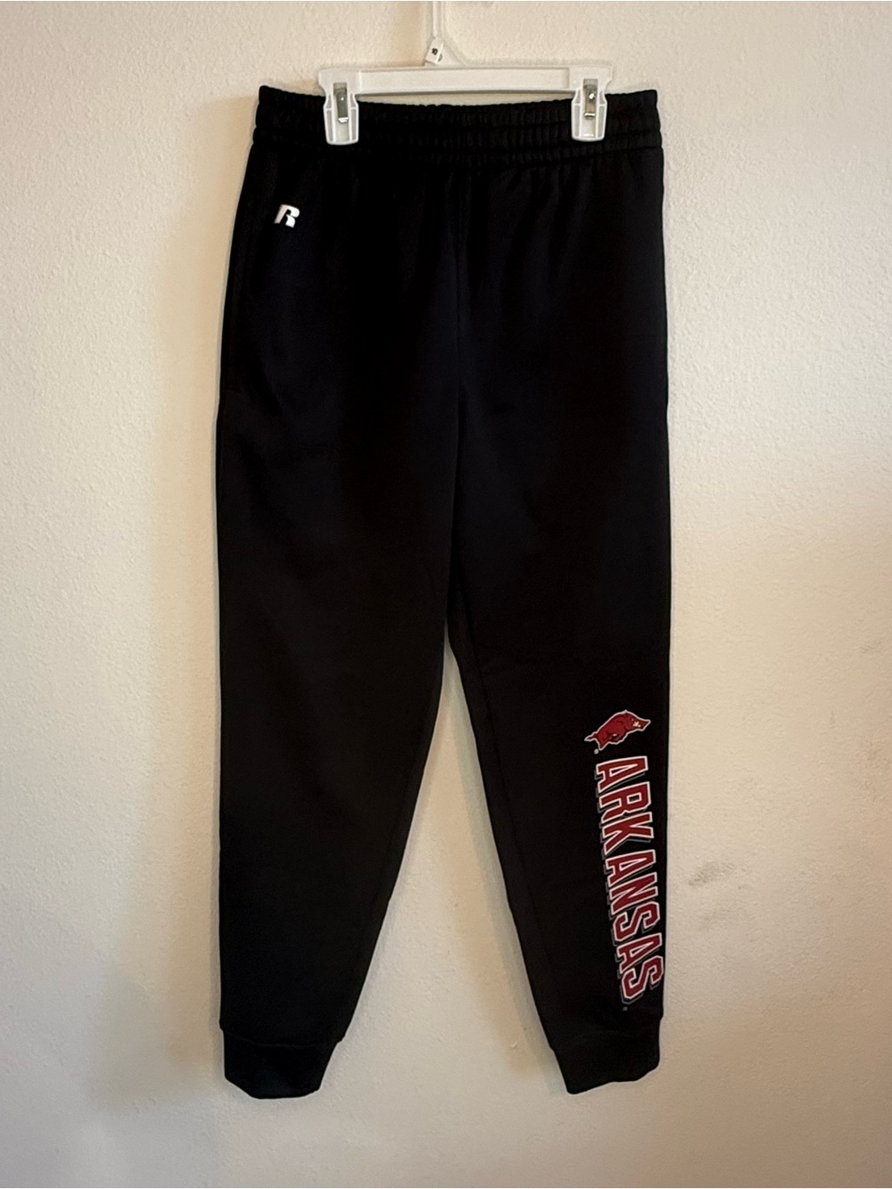 Russell Athletic Black Joggers with Red Arkansas Script